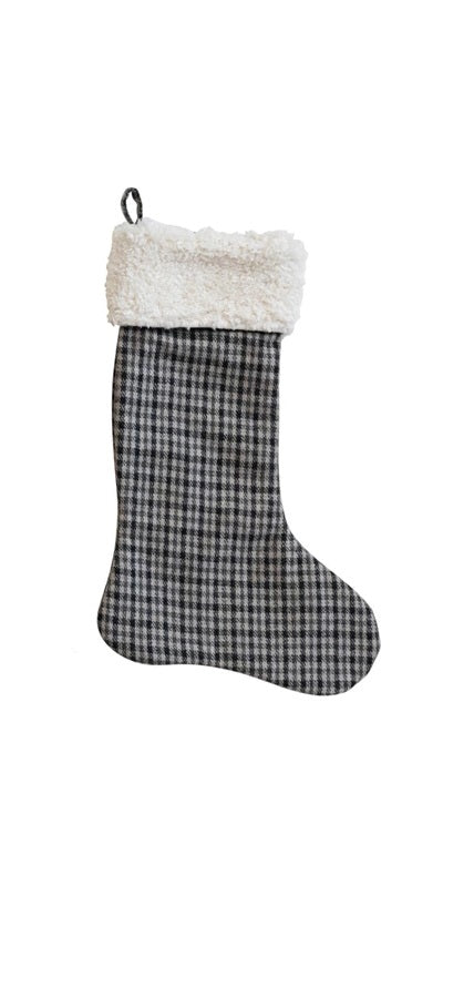 Woven Stocking with Sherpa Cuff