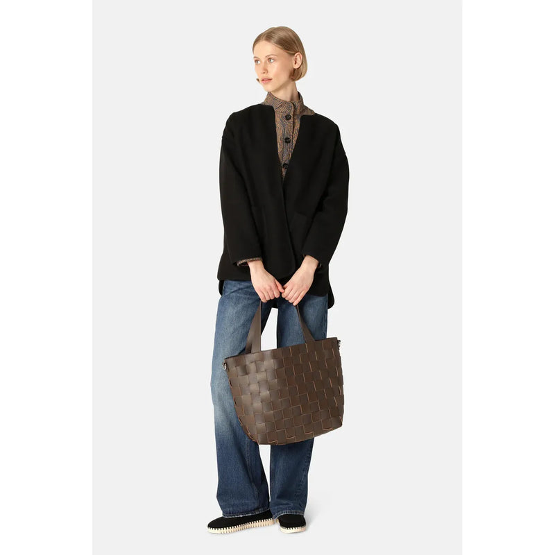 Big Braided Cross-Body Shopper | Chocolate Brown
