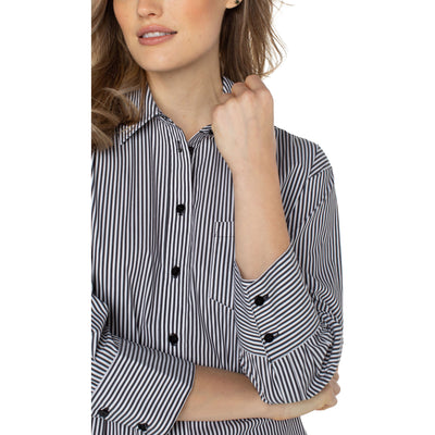 Oversized Classic Button Down Shirt | Black & White