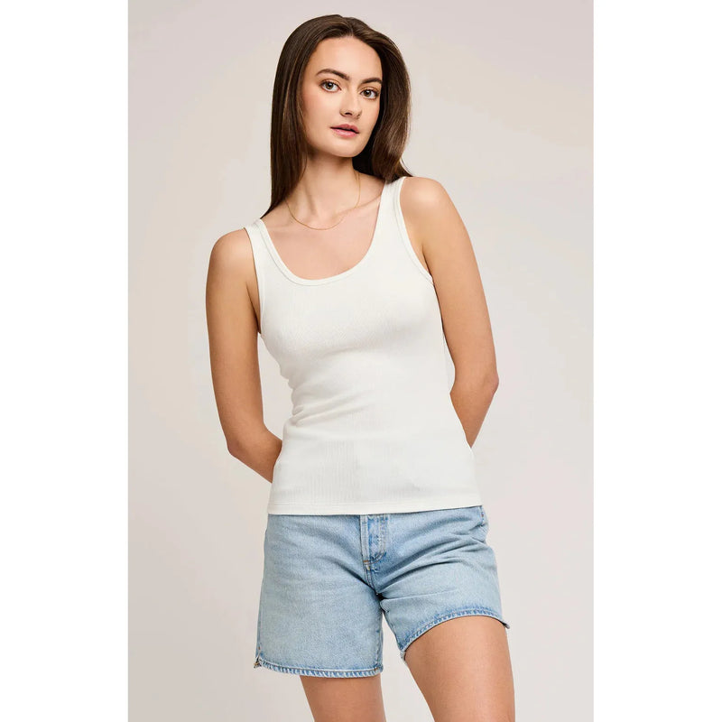 Nina Ribbed Tank | White