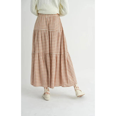 Souvenirs Tiered Maxi Skirt | Brown Ivory