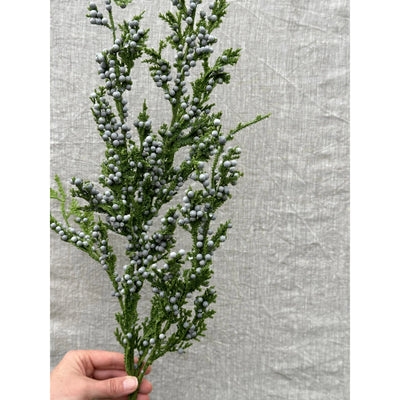 32" Flocked Juniper and Berries Spray