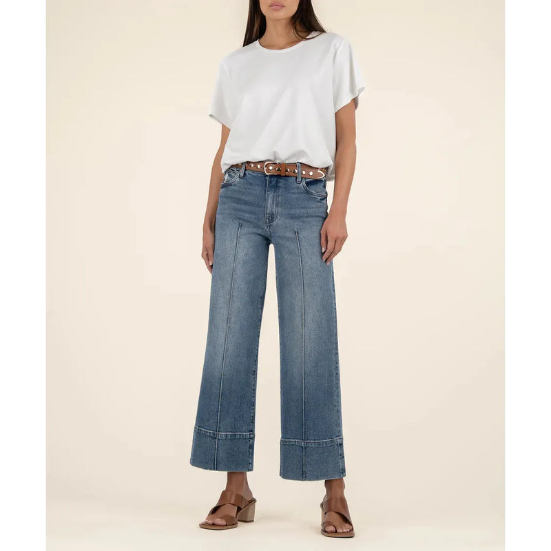 Meg High Rise Front Pin Tuck Wide Leg Jeans | Faith