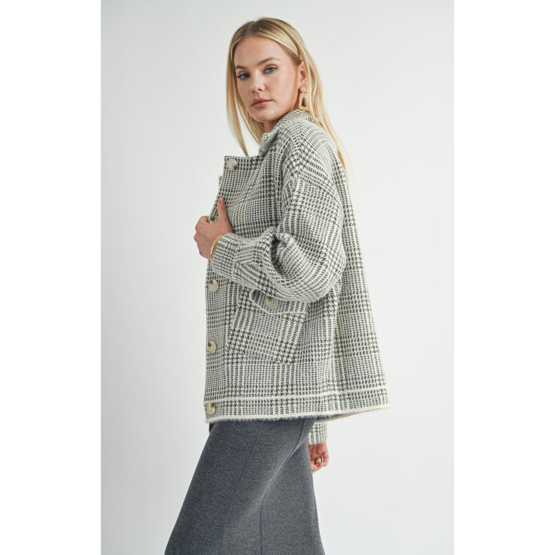 Lola Sweater Jacket | Olive Plaid