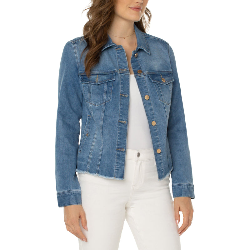 Classic Jean Jacket with Fray Hem