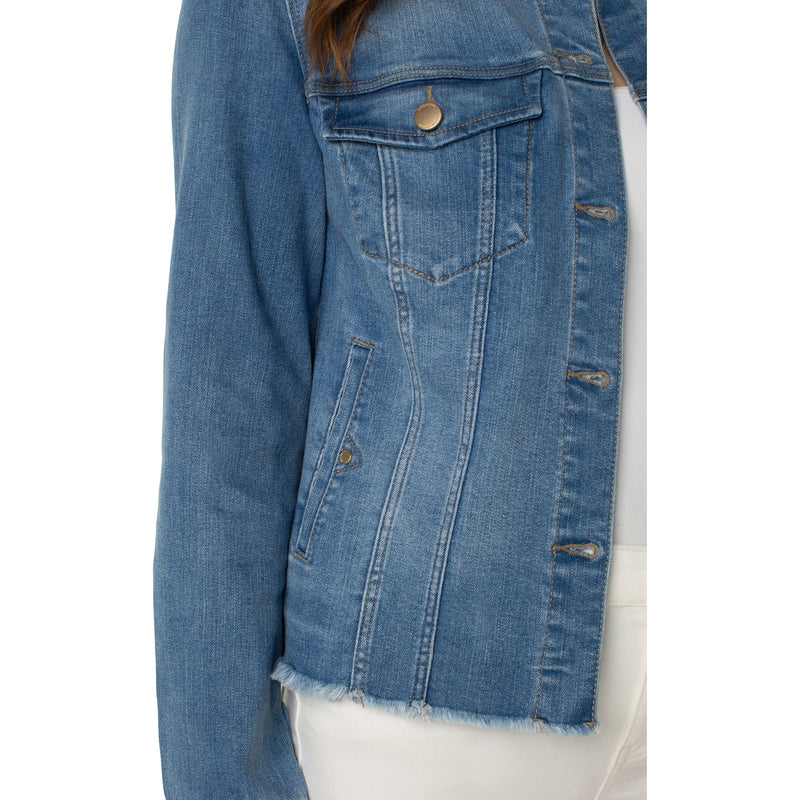 Classic Jean Jacket with Fray Hem