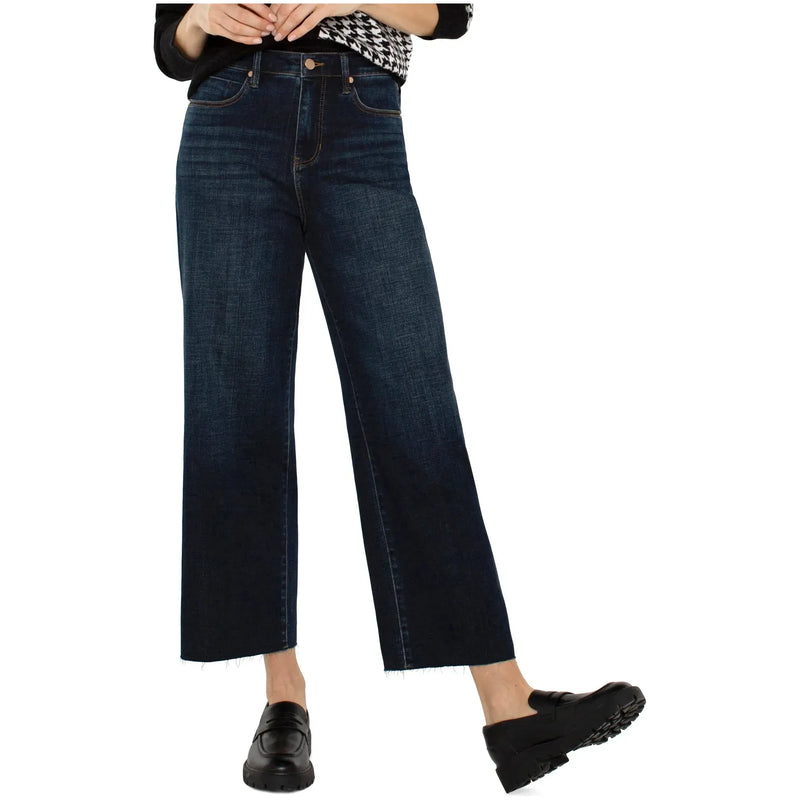 Stride High Rise Wide Leg Jeans With Cut Hem | Eastmoor