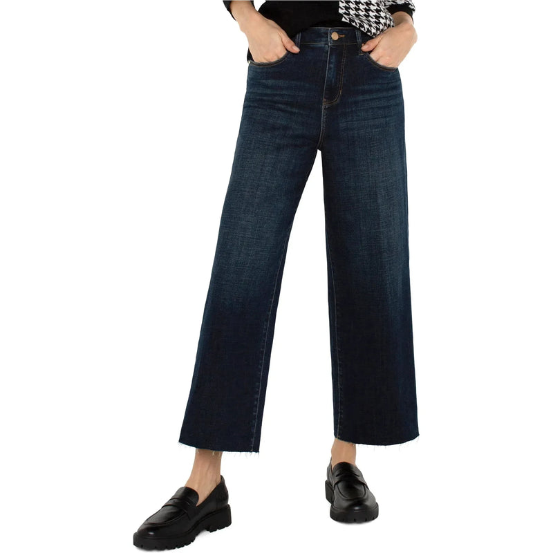 Stride High Rise Wide Leg Jeans With Cut Hem | Eastmoor