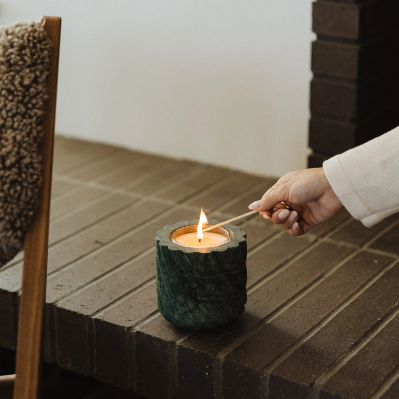 Emerald Green Marble Refillable Candle Vessel
