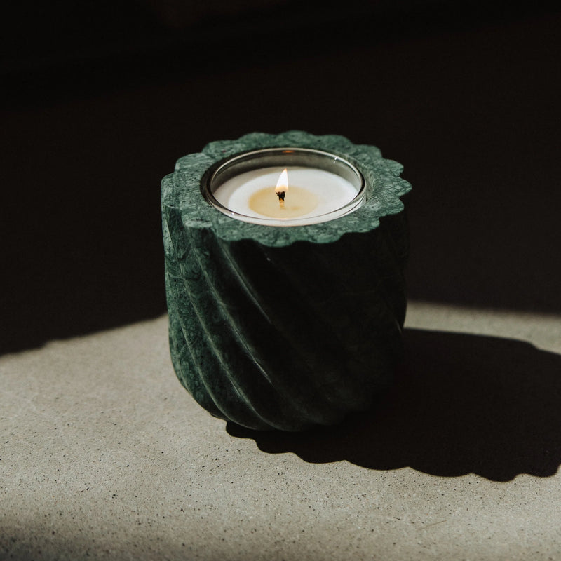 Emerald Green Marble Refillable Candle Vessel