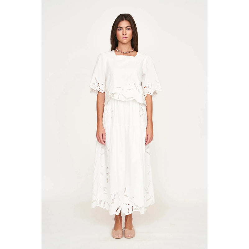 Provence Cutwork Top | White