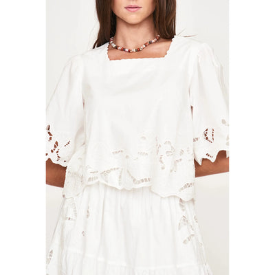 Provence Cutwork Top | White