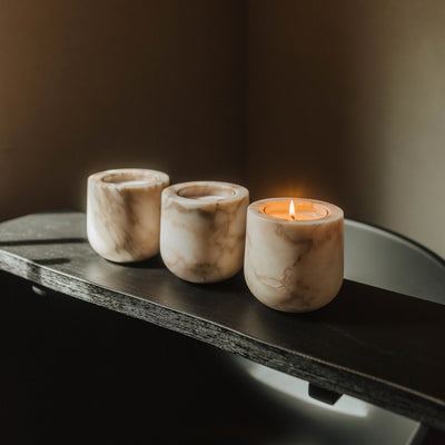 Calacatta Gold Marble Refillable Candle Vessel