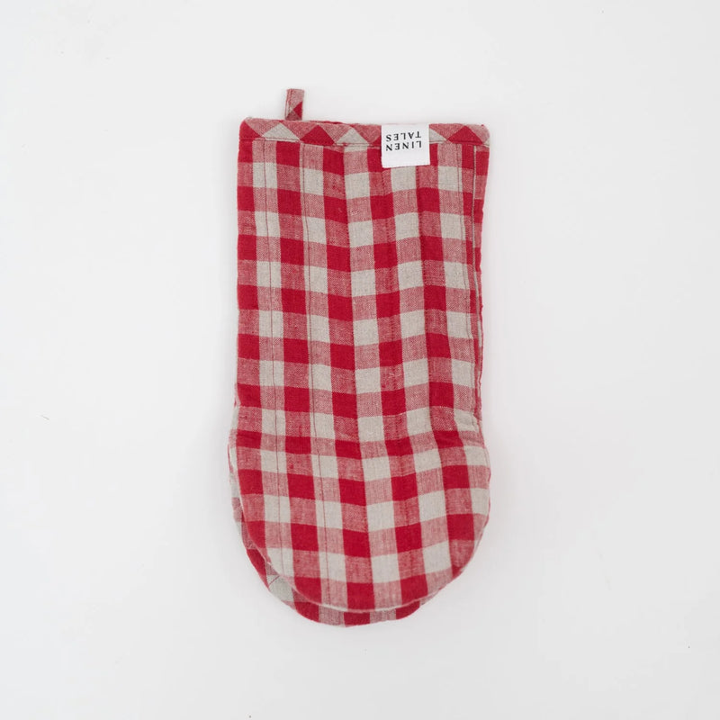 Linen Oven Mitt | Red Gingham