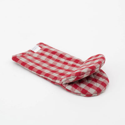 Linen Oven Mitt | Red Gingham