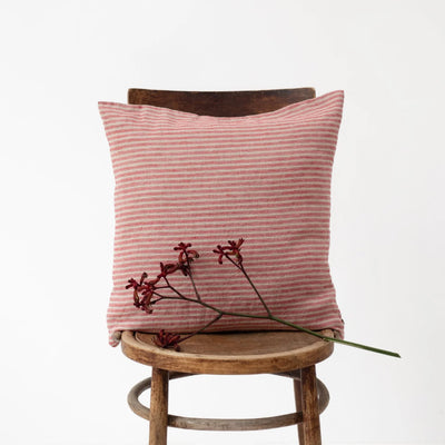 Linen 20" x 20" Pillow | Red Natural Stripes