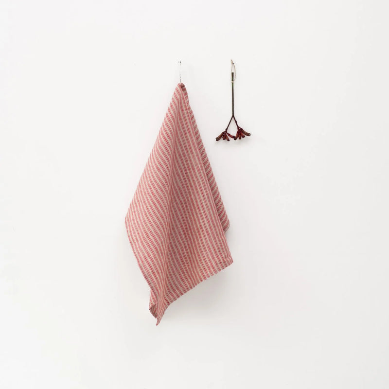 Linen Kitchen Towel | Red Natural Stripes