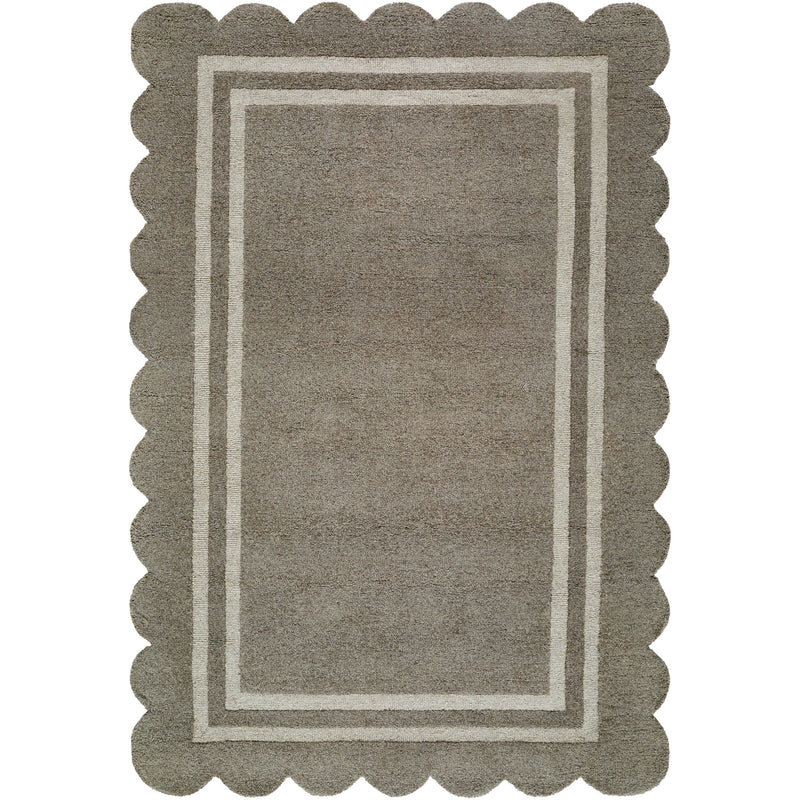 Scalloped Rug 2302 | Tan / Ivory