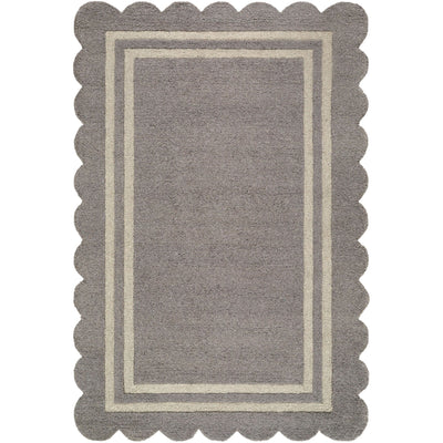 Scalloped Rug 2304 | Grey / Ivory