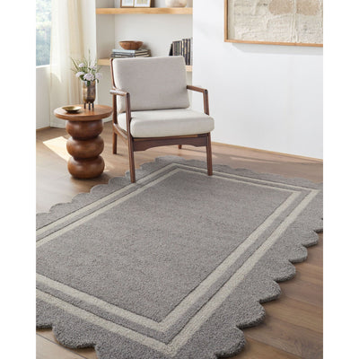 Scalloped Rug 2304 | Grey / Ivory