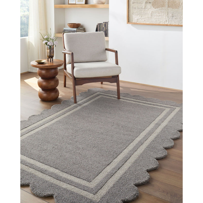 Scalloped Rug 2304 | Grey / Ivory