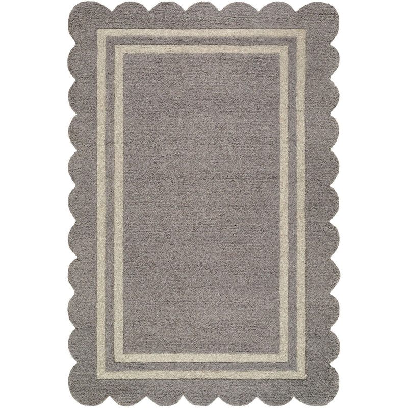 Scalloped Rug 2304 | Grey / Ivory