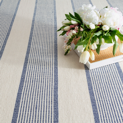 La Mirada Navy Handwoven Cotton Rug