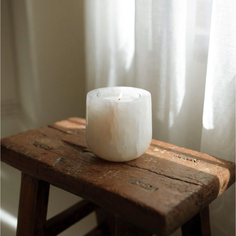 White Onyx Refillable Candle Vessel