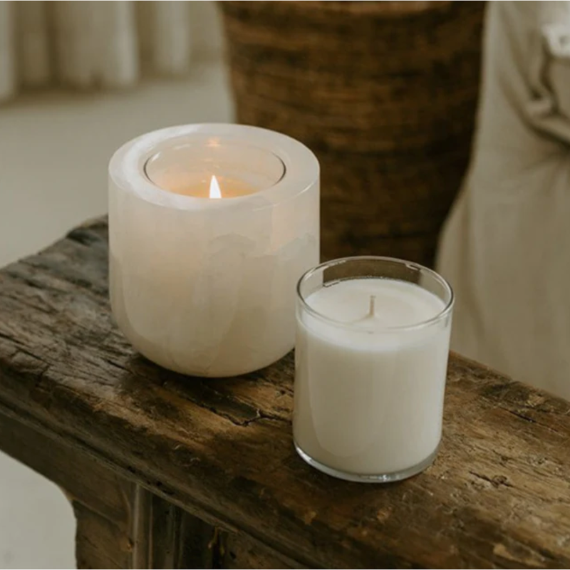 White Onyx Refillable Candle Vessel