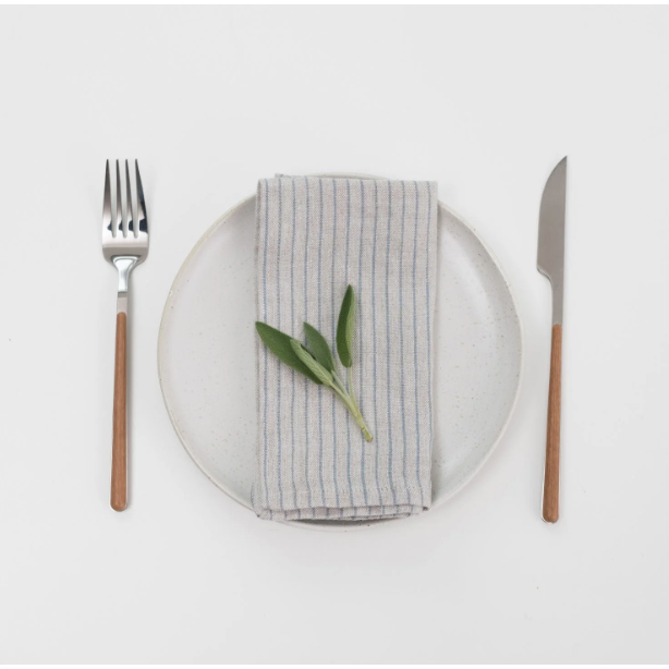 Linen Napkins | Grey Blue Pinstripe (Set of 2)