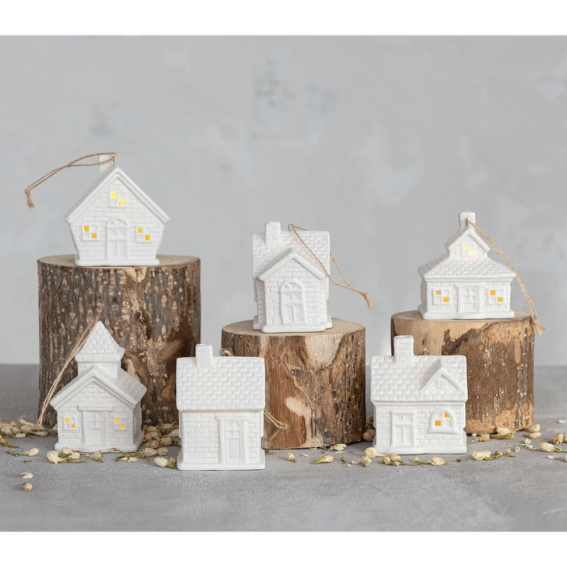 Light Up Stoneware House Ornament