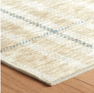 Hallie Plaid Khaki Machine Washable Rug