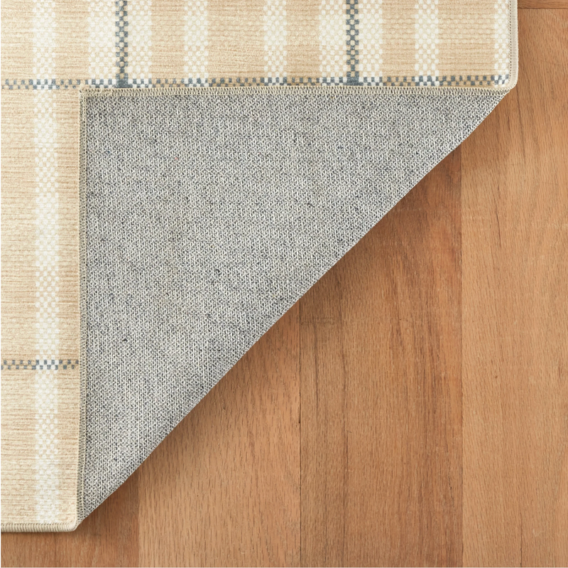 Hallie Plaid Khaki Machine Washable Rug