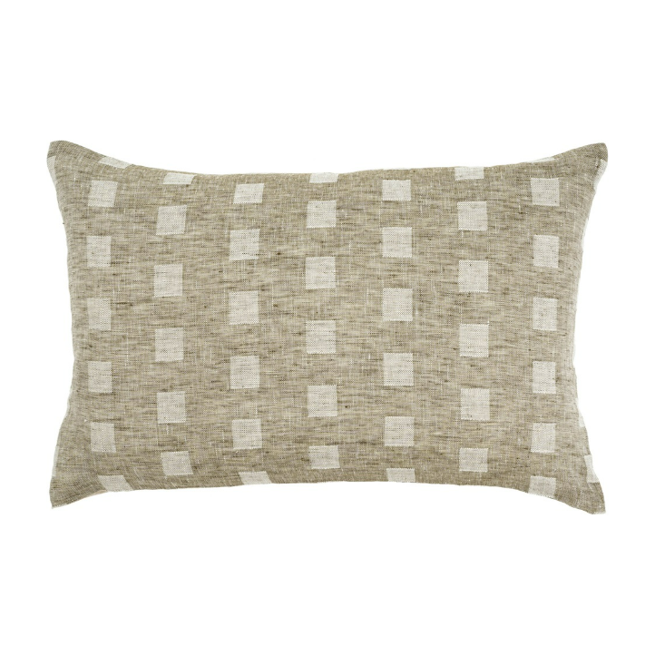 Check Linen Lumbar Pillow