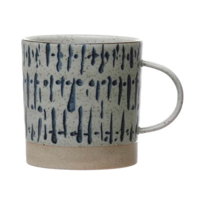 Hand Stamped Mug | Blue