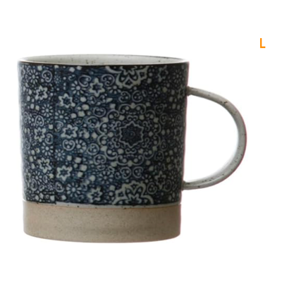 Hand Stamped Mug | Blue