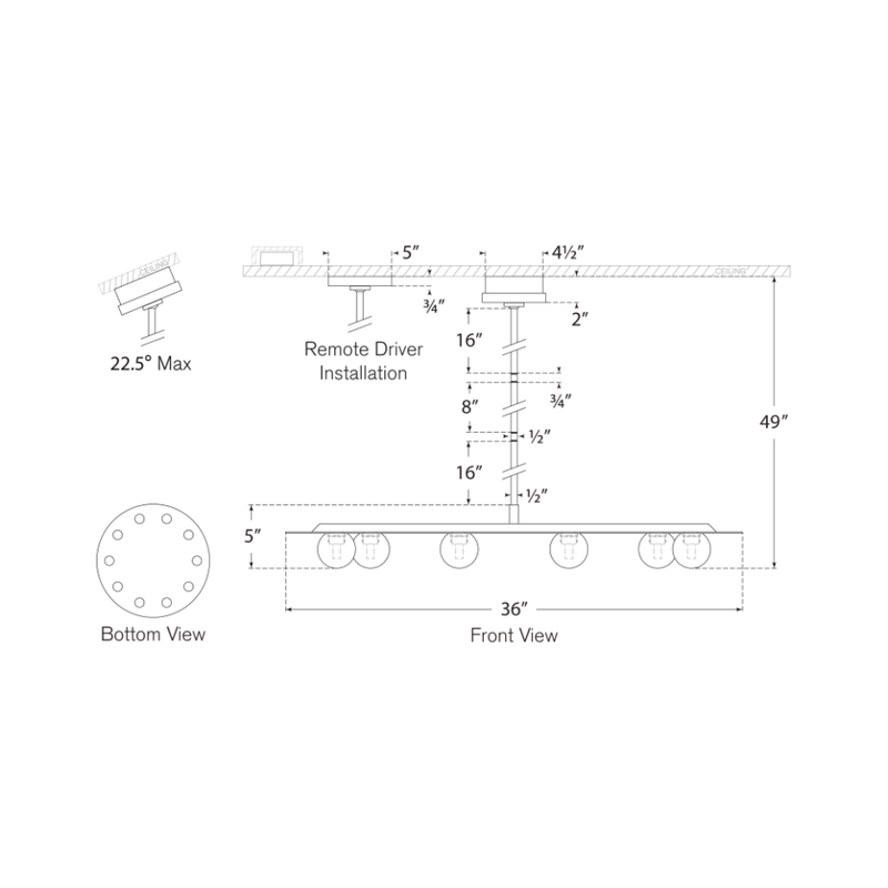 Pertica 36" Ten Light Chandelier