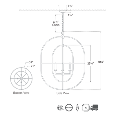 Desmond Open Double Oval Lantern