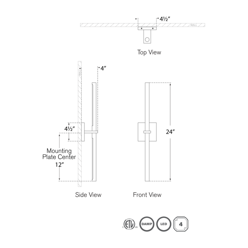 Axis Large LED Linear Wall Sconce