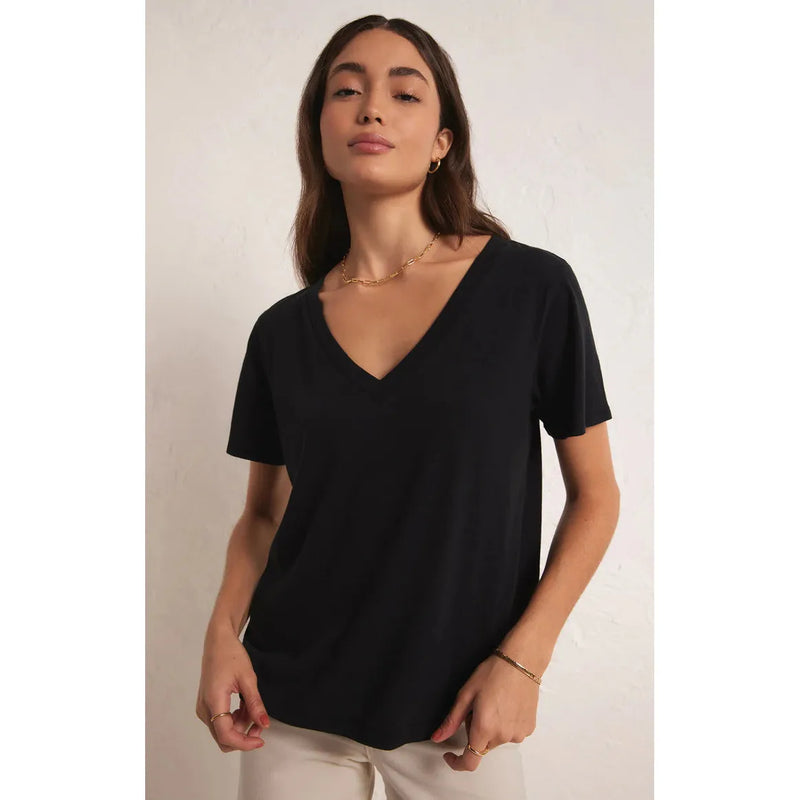 Girlfriend V-Neck Tee | Black