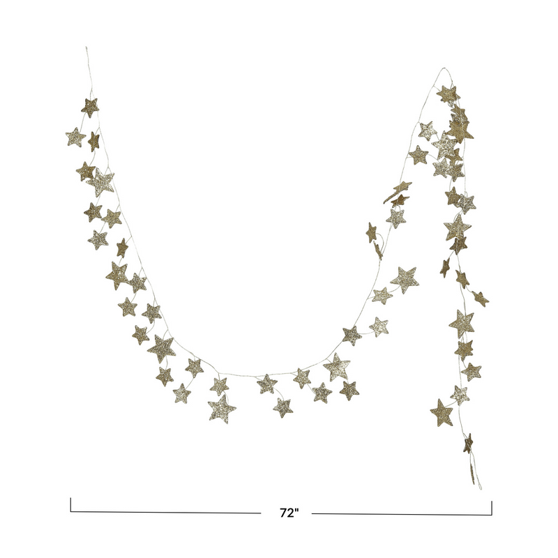 Glitter Paper Star Garland | Gold