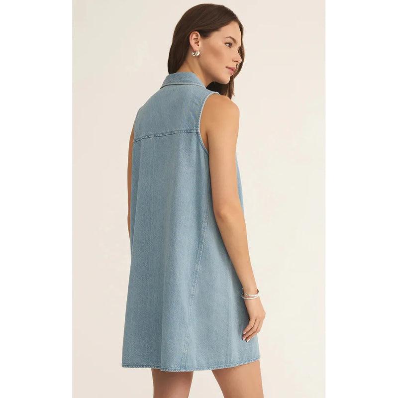 New Light Twill Mini Dress | Light Vintage Indigo
