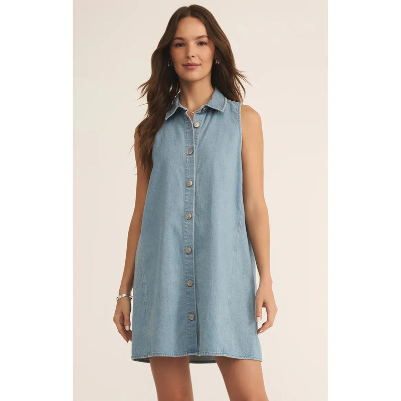 New Light Twill Mini Dress | Light Vintage Indigo