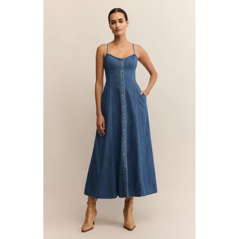 Angel Eyes Denim Midi Dress | Medium Indigo