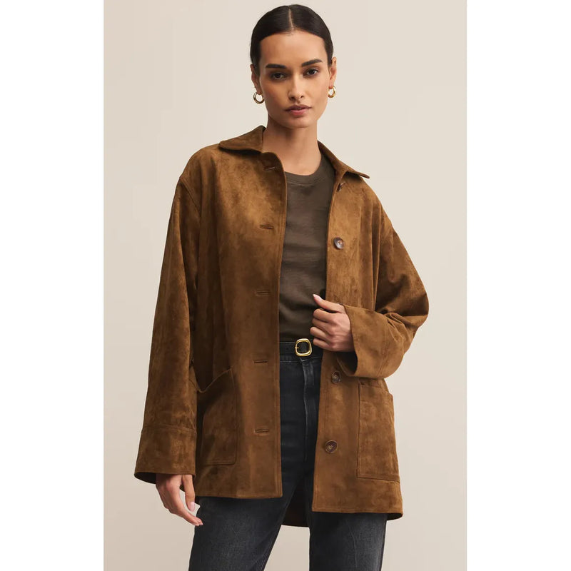 Decker Faux Suede Coat | Coconut