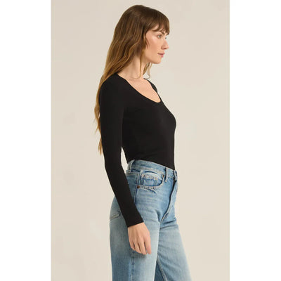 Sirena Rib Long Sleeve Top | Black