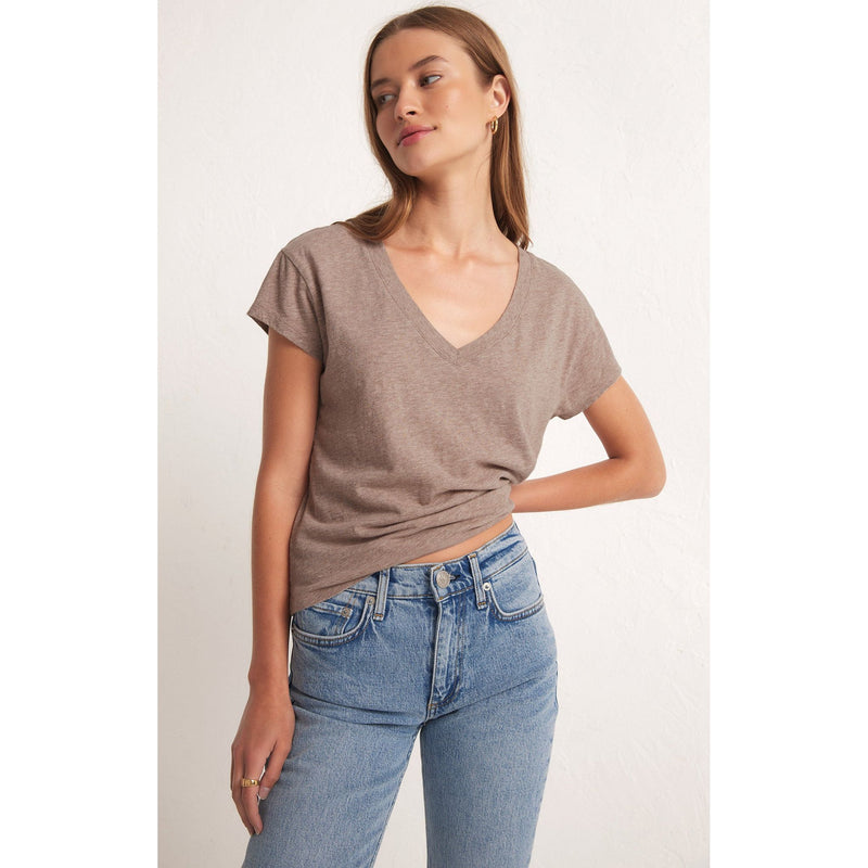 Modern V-Neck Tee | Heather Latte