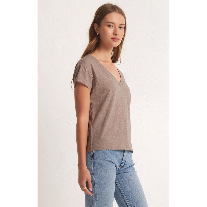 Modern V-Neck Tee | Heather Latte