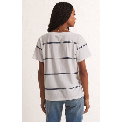 Girlfriend Twin Stripe V-Neck Tee