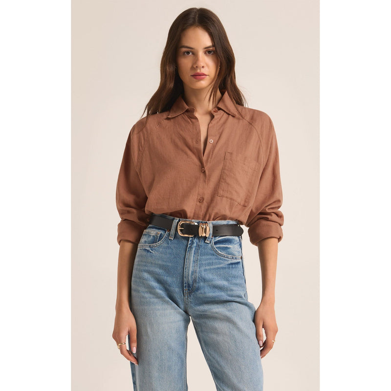 Perfect Linen Top | Mocha Moose